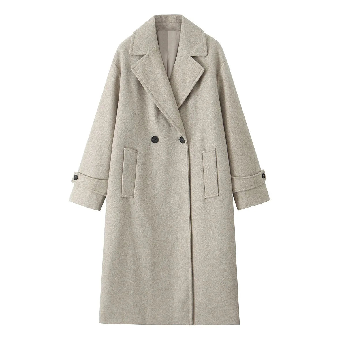 Women's Long Oversized Wool Coat, Elegant Winter Warm Overcoat with Buttons
