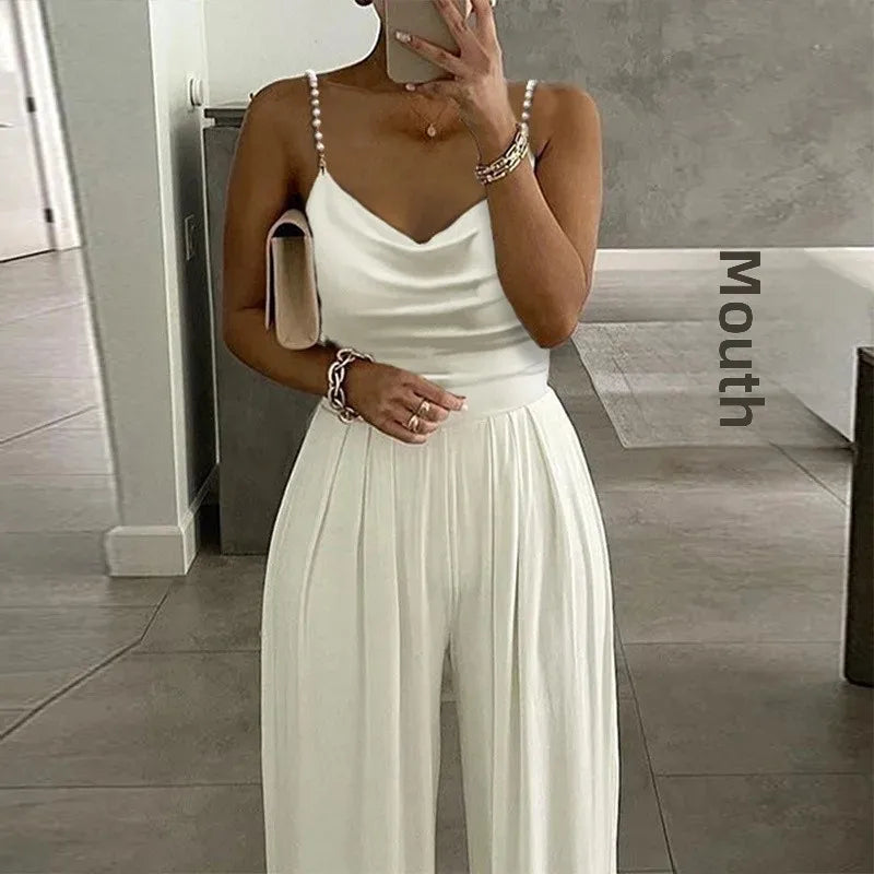 Elegant Women's Jumpsuit Off White Black