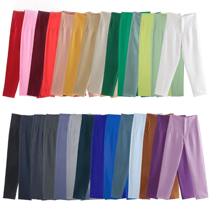 DUOPERI Women Fashion Solid Basic High Waist Trousers Chic Female Office Lady Casual Business Workwear Long Pant