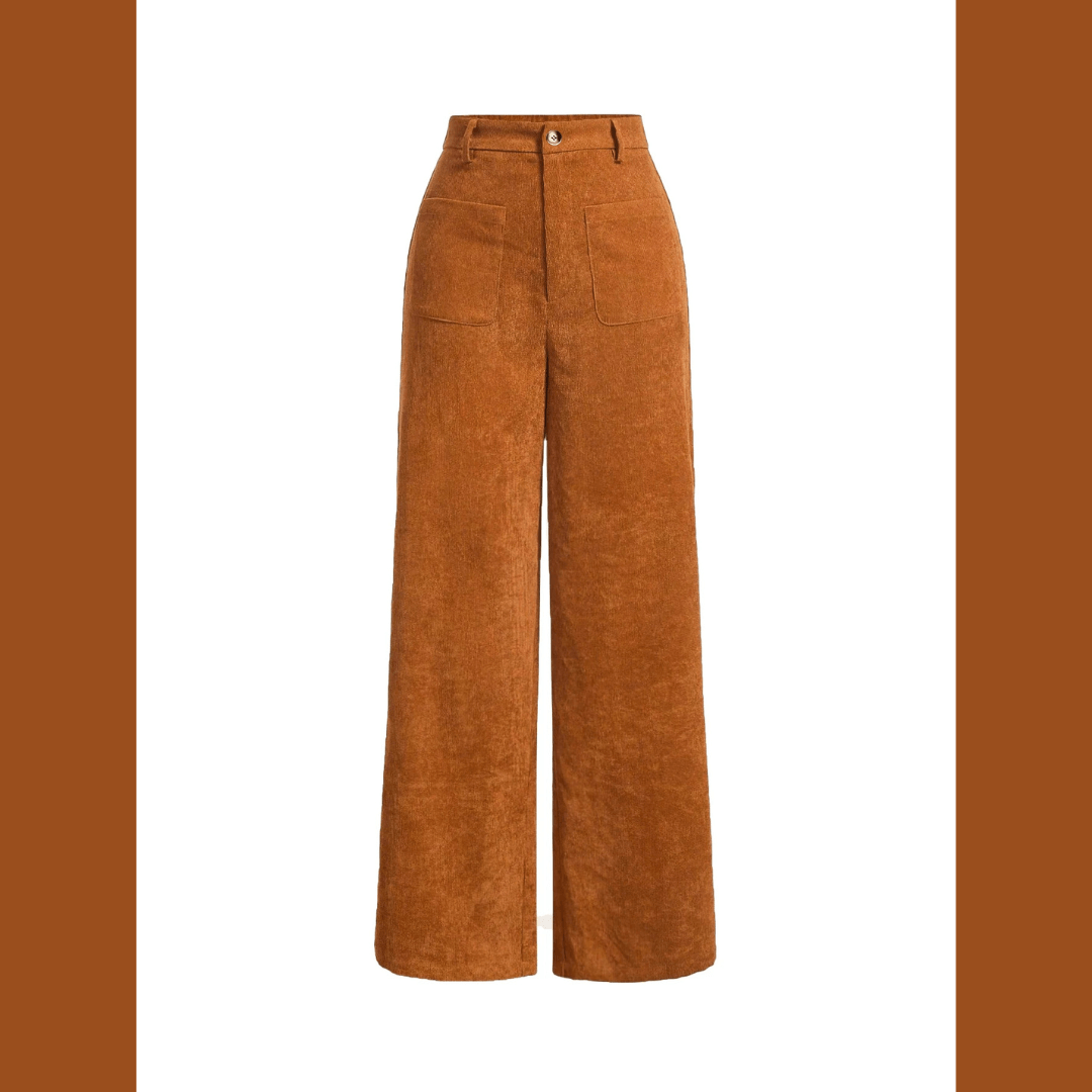 Women's Wide-Leg Corduroy Trousers with a High Waist, Elegant and Comfortable