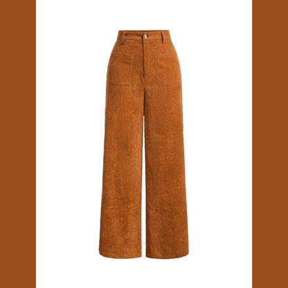 Women's Wide-Leg Corduroy Trousers with a High Waist, Elegant and Comfortable
