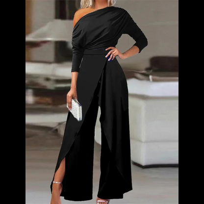 Women's One-Shoulder Jumpsuit | Elegant Wide-Leg Pants