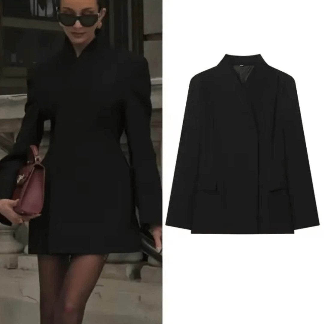 Black Tailored Blazer Dress for Women Elegant Minimalist