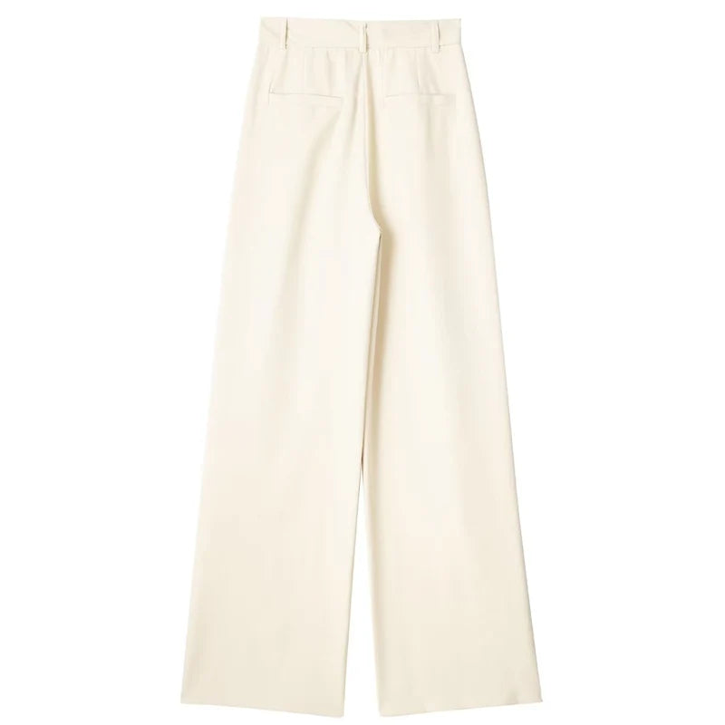 Women's Straight Leg Tailored Trousers, Elegant, Comfortable, Neutral Colors