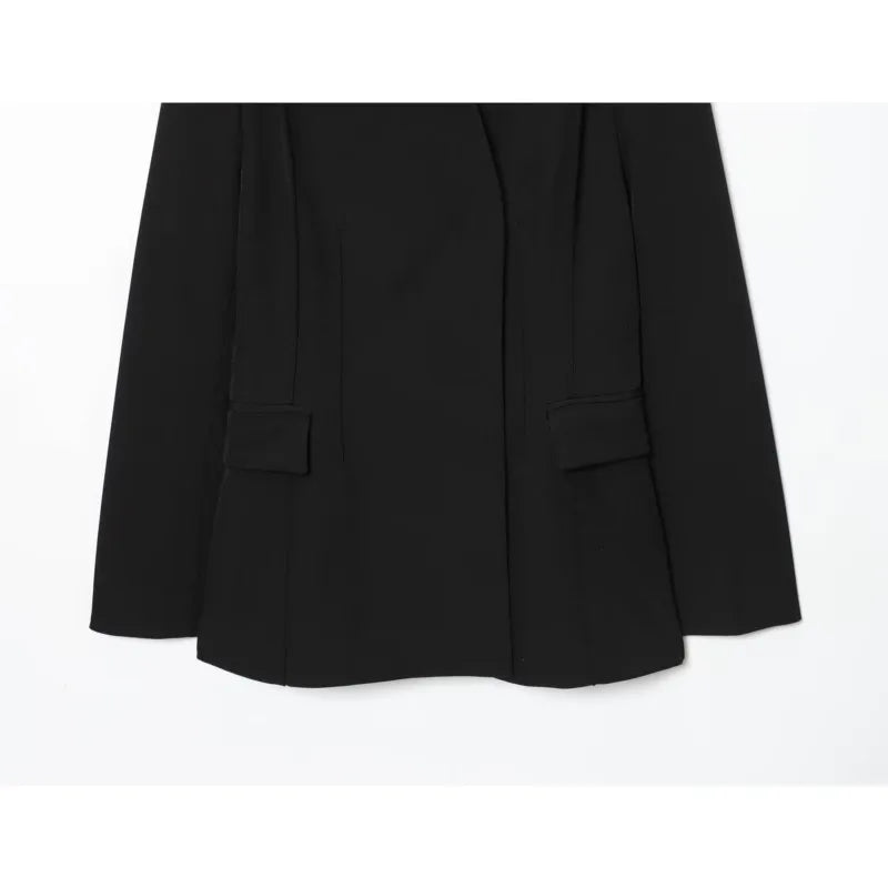 Black Tailored Blazer Dress for Women Elegant Minimalist