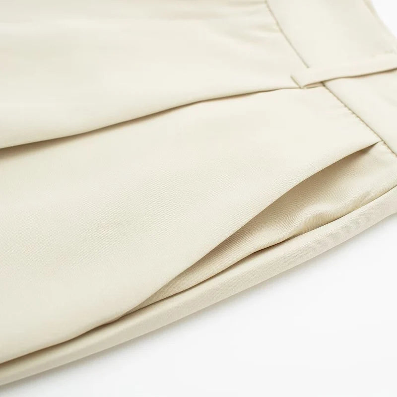 Women's Straight Leg Tailored Trousers, Elegant, Comfortable, Neutral Colors