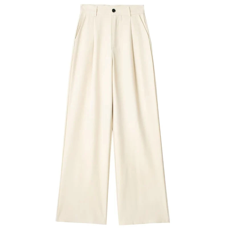 Women's Straight Leg Tailored Trousers, Elegant, Comfortable, Neutral Colors