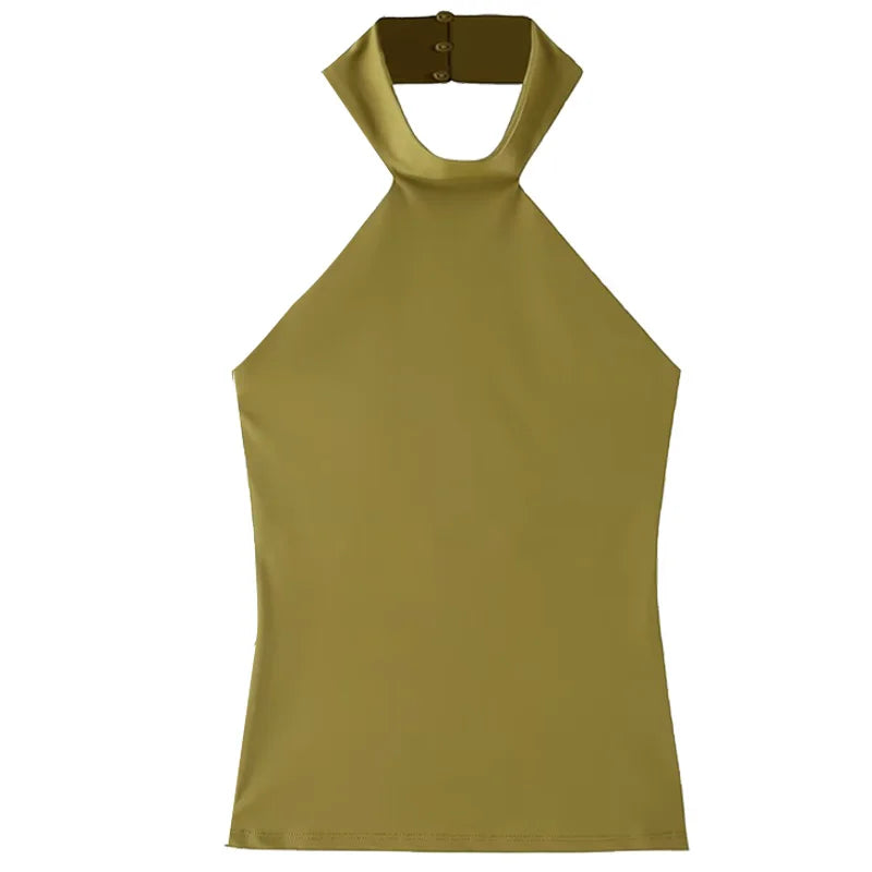 Women's Halter Asymmetrical Blouse | Elegant Tank Top with High Neck