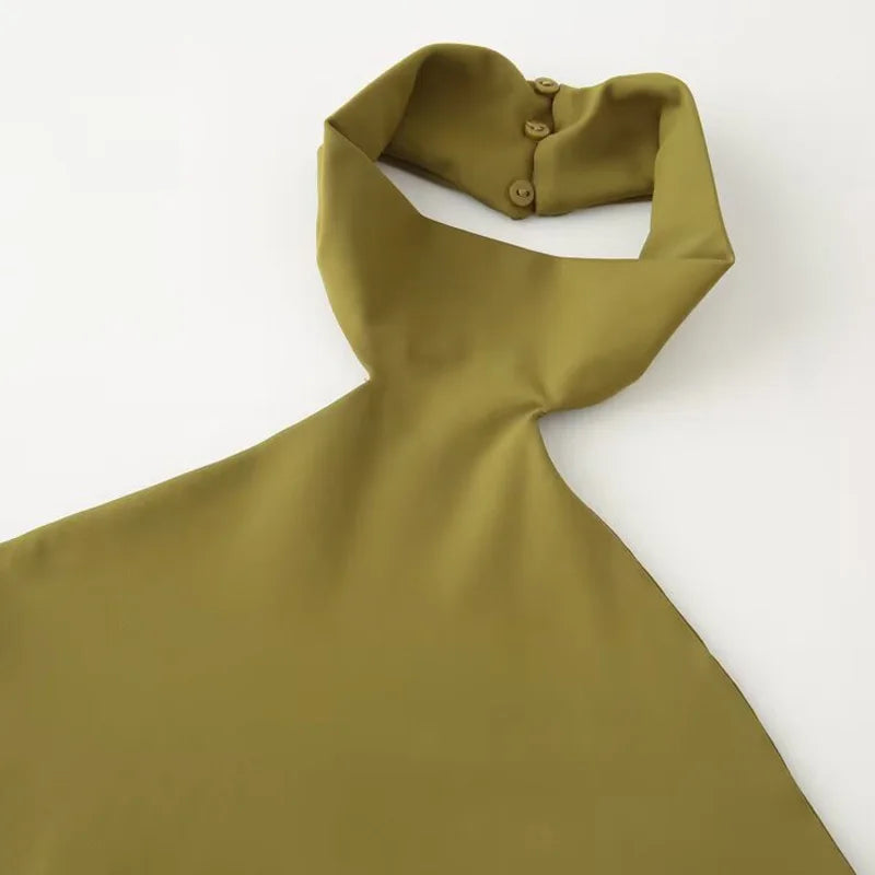 Women's Halter Asymmetrical Blouse | Elegant Tank Top with High Neck