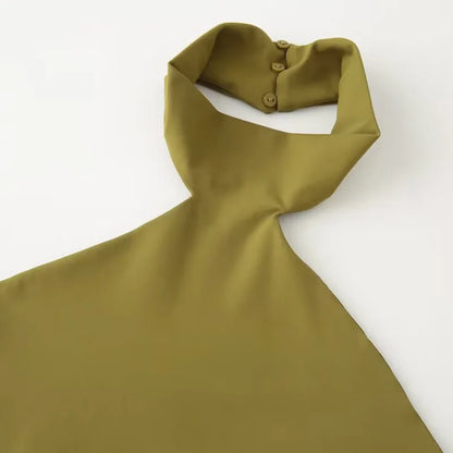 Women's Halter Asymmetrical Blouse | Elegant Tank Top with High Neck