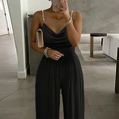 Elegant Women's Jumpsuit Off White Black