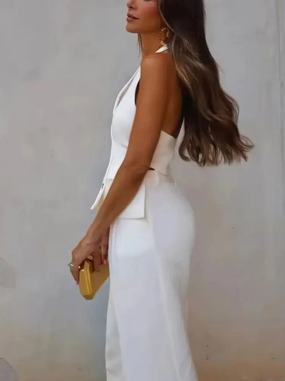 Women's classic vest and wide-leg pants set