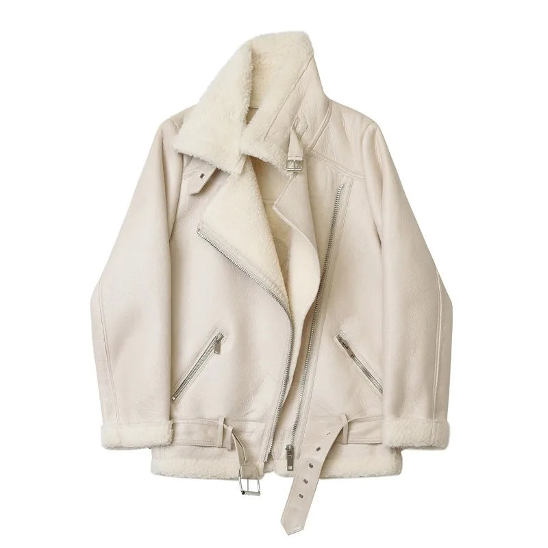 Women's Shearling Jacket | Oversized Aviator Winter Coat