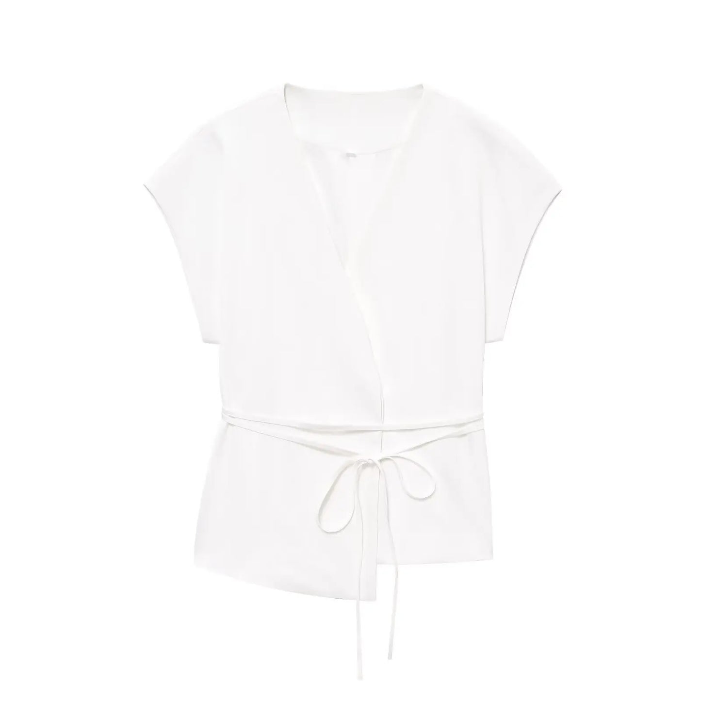 Women's Fashion pants and blouse set, consisting of a sleeveless blouse with a V-neck and tie detail, ideal for spring/summer.