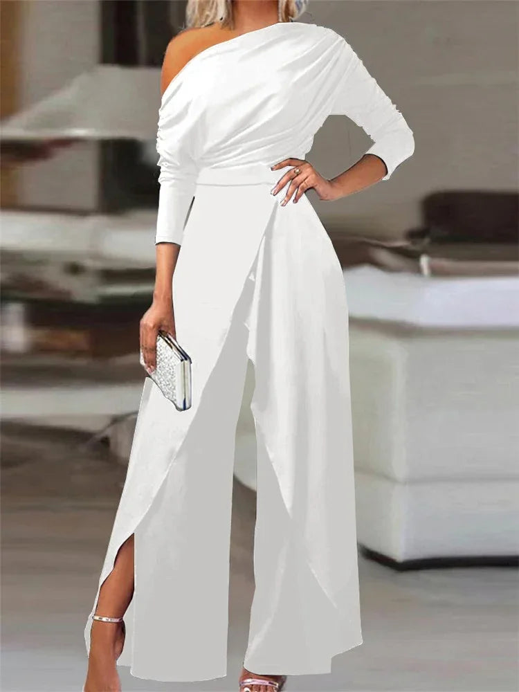 Women's One-Shoulder Jumpsuit | Elegant Wide-Leg Pants