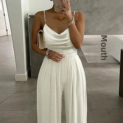 Elegant Women's Jumpsuit Off White Black