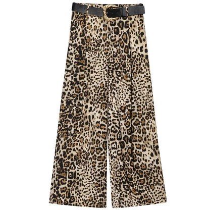 Women's Wide Leg Tailored Beige Trousers with Belt, Elegant Dress Pants