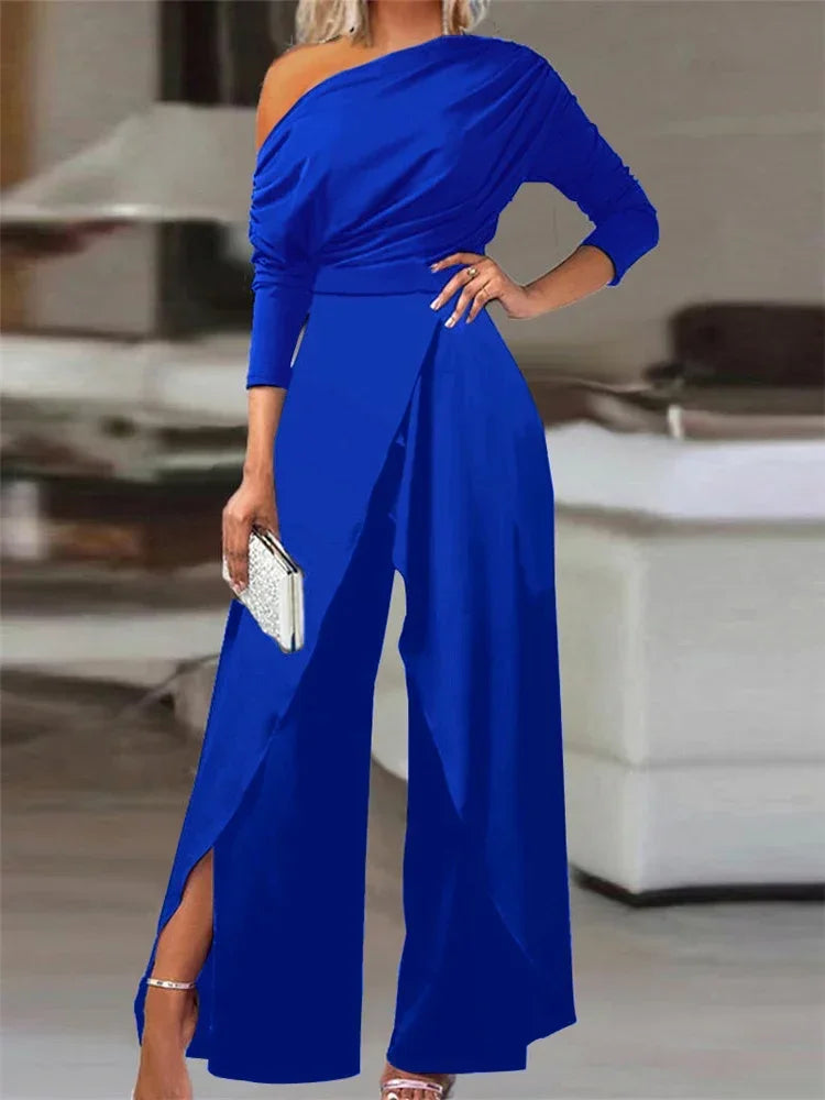 Women's One-Shoulder Jumpsuit | Elegant Wide-Leg Pants