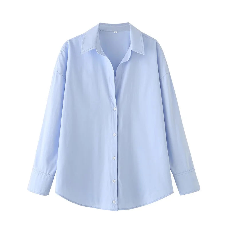 Women's Striped Casual Elegant Shirt, Button-Down Dress Shirt, Long-Sleeved Striped Blouse