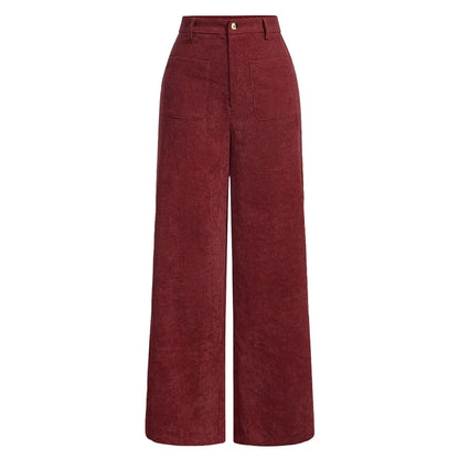 Women's Wide-Leg Corduroy Trousers with a High Waist, Elegant and Comfortable