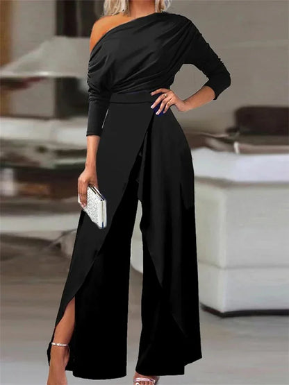 Women's One-Shoulder Jumpsuit | Elegant Wide-Leg Pants