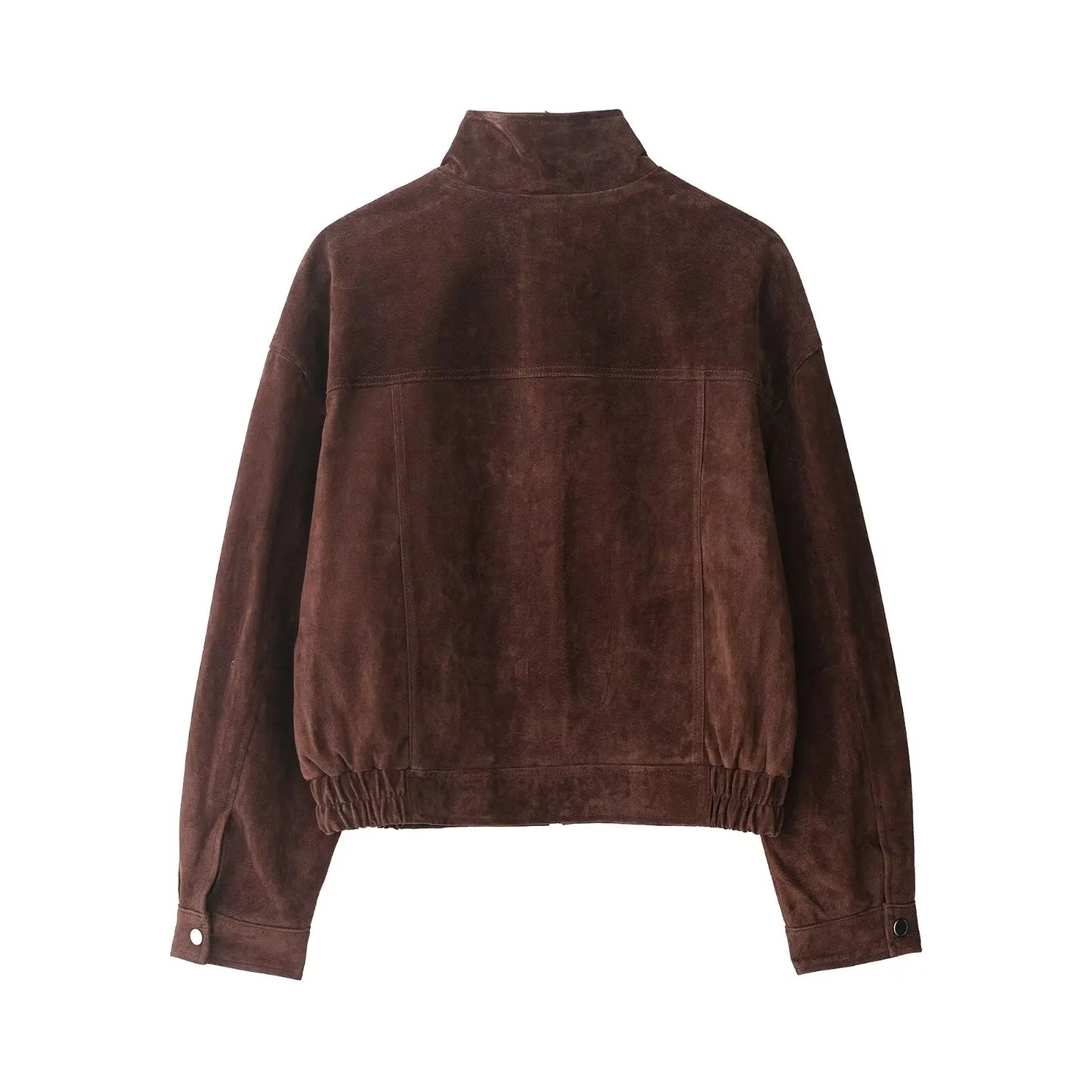Women's Brown Suede Bomber Jacket, Oversized