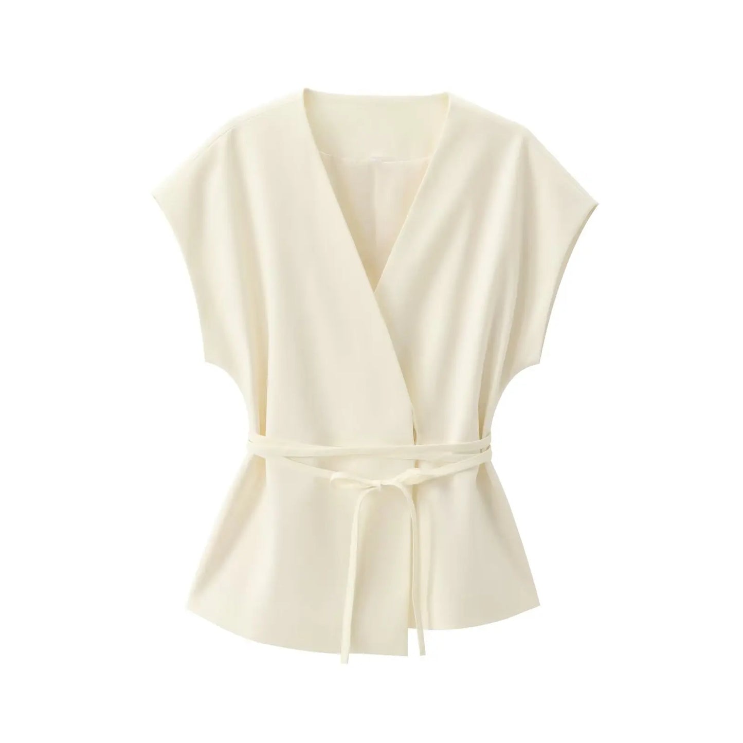 Women's Fashion pants and blouse set, consisting of a sleeveless blouse with a V-neck and tie detail, ideal for spring/summer.