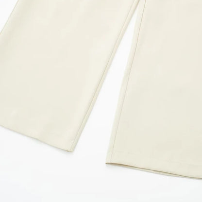 Women's Straight Leg Tailored Trousers, Elegant, Comfortable, Neutral Colors