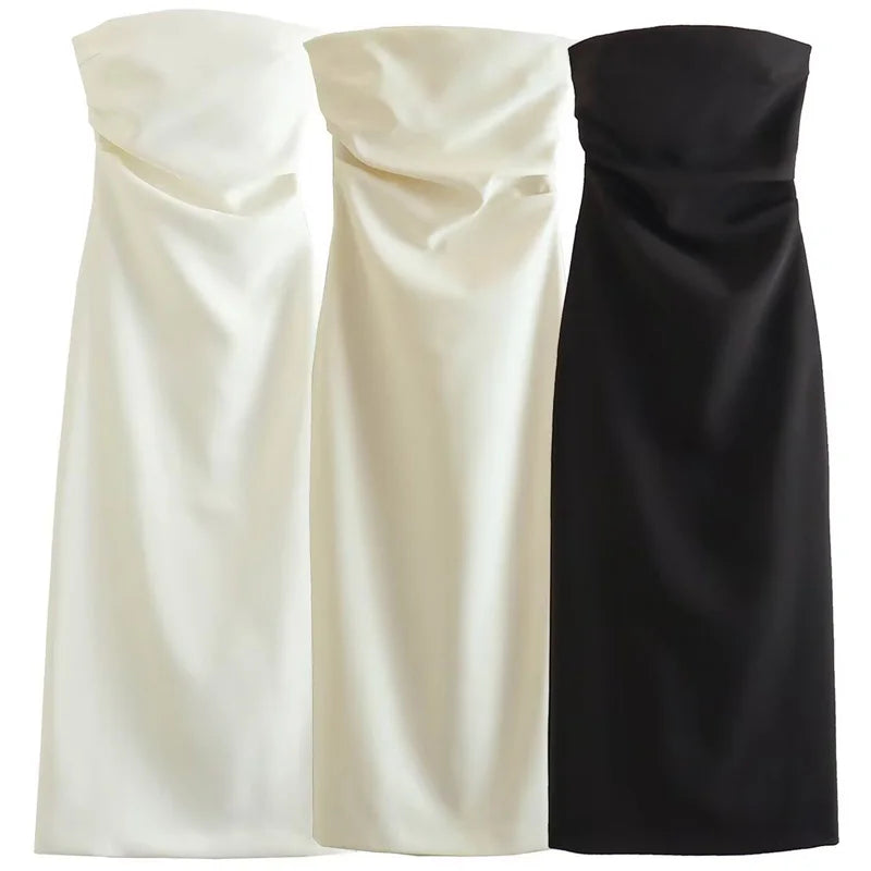 Elegant Minimalist Strapless Long Dress