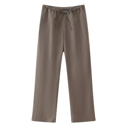 Women's Set: Asymmetrical Halter Top and Wide-Leg Pants