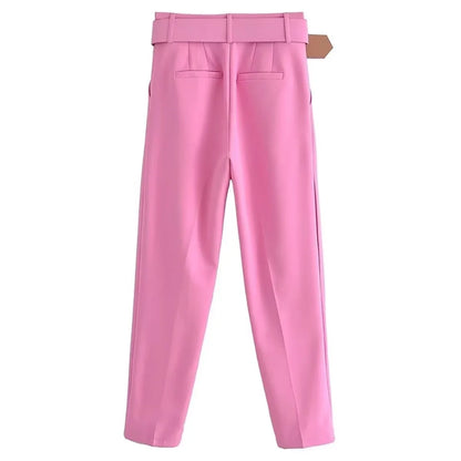 Women's Formal Suit: Blazer and Tailored Trousers with Belt