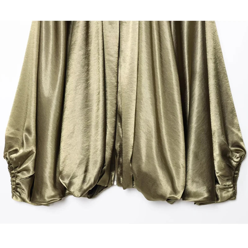 Women's Satin Blouse, Elegant Long-Sleeved Satin Shirt