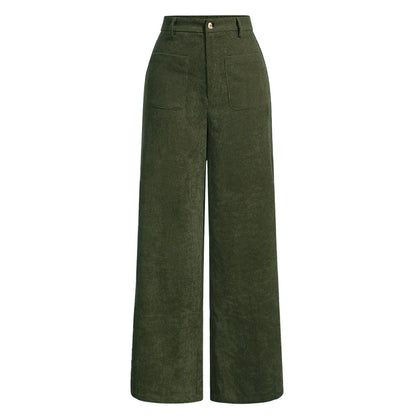 Women's Wide-Leg Corduroy Trousers with a High Waist, Elegant and Comfortable