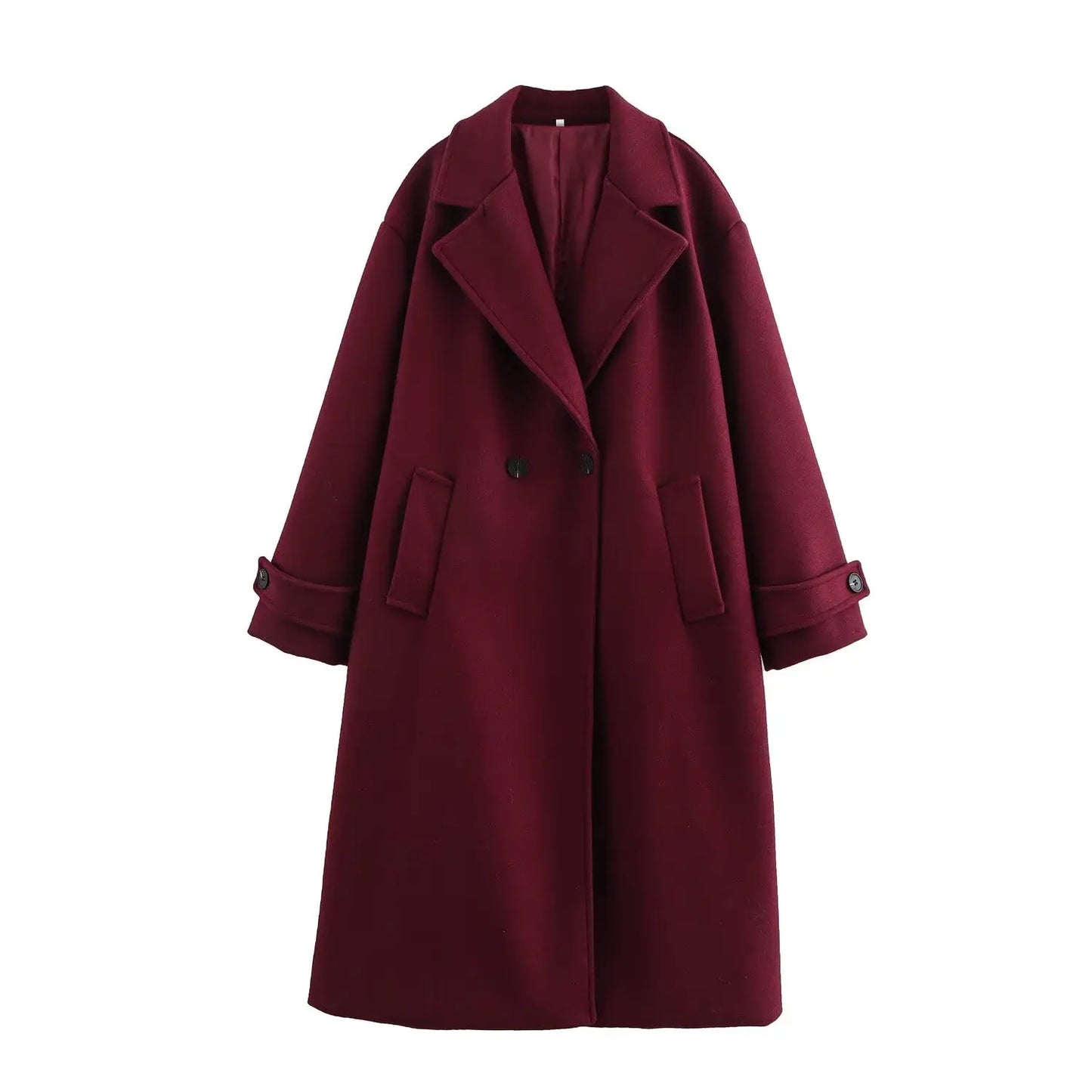 Women's Long Oversized Wool Coat, Elegant Winter Warm Overcoat with Buttons