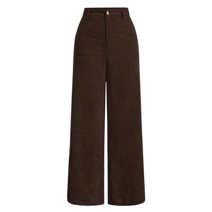 Women's Wide-Leg Corduroy Trousers with a High Waist, Elegant and Comfortable