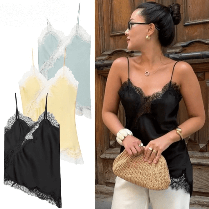 strap blouse with lace