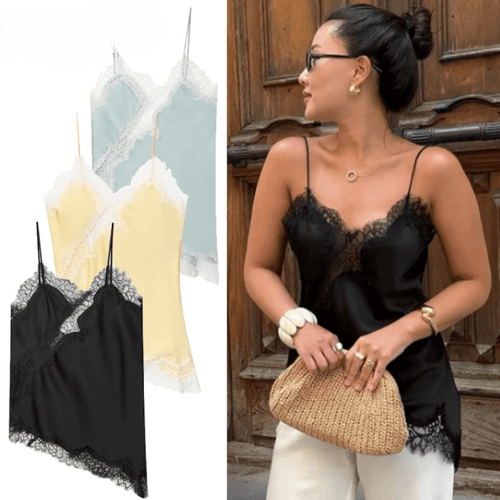 strap blouse with lace