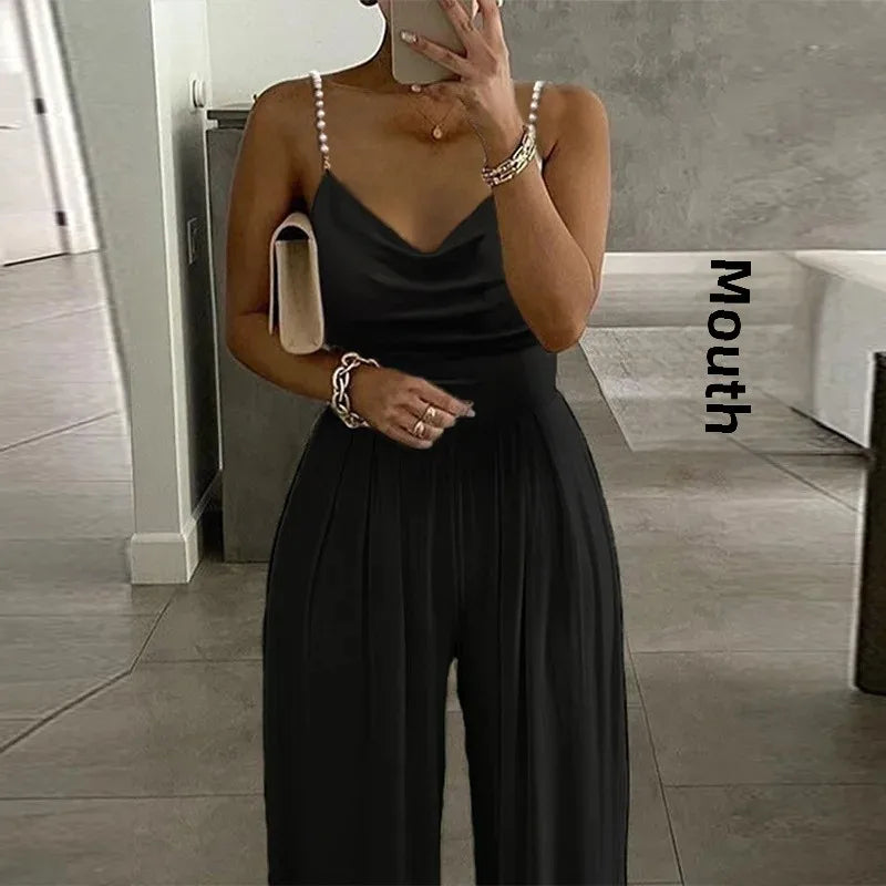 Elegant Women's Jumpsuit Off White Black