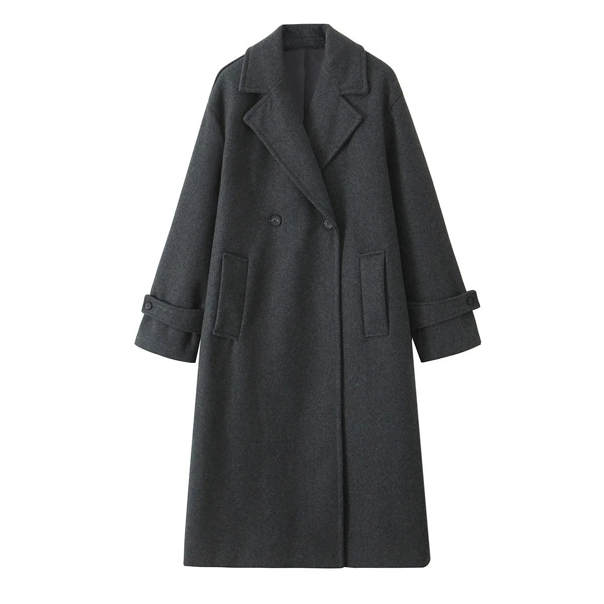Women's Long Oversized Wool Coat, Elegant Winter Warm Overcoat with Buttons