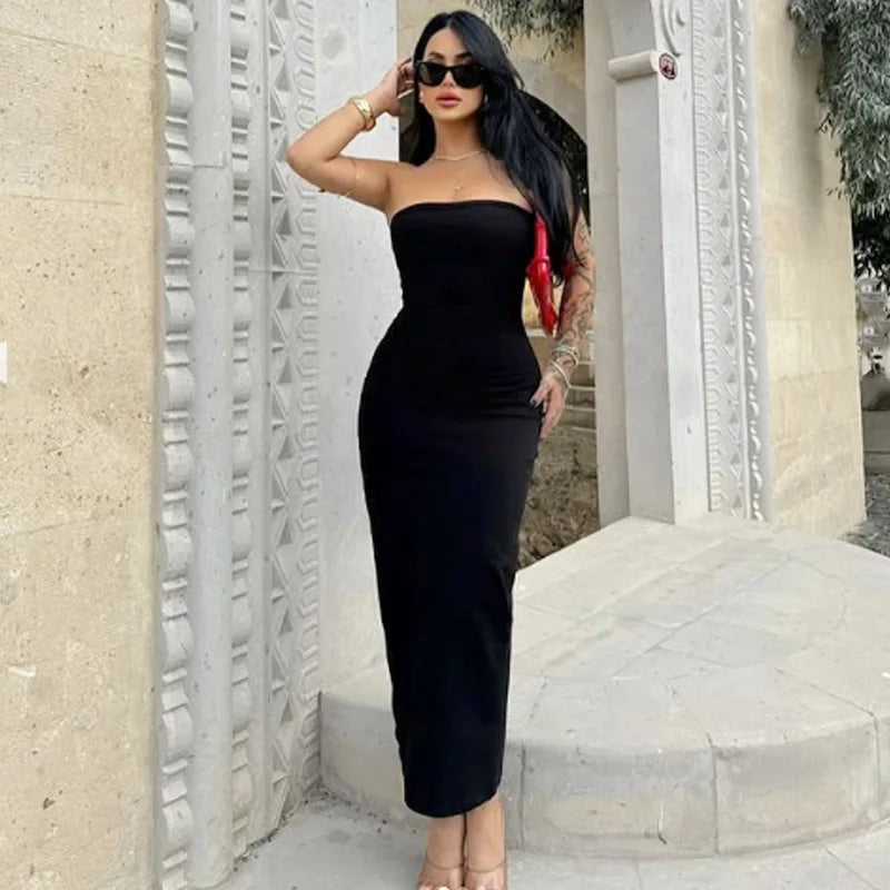 Elegant Minimalist Strapless Long Dress