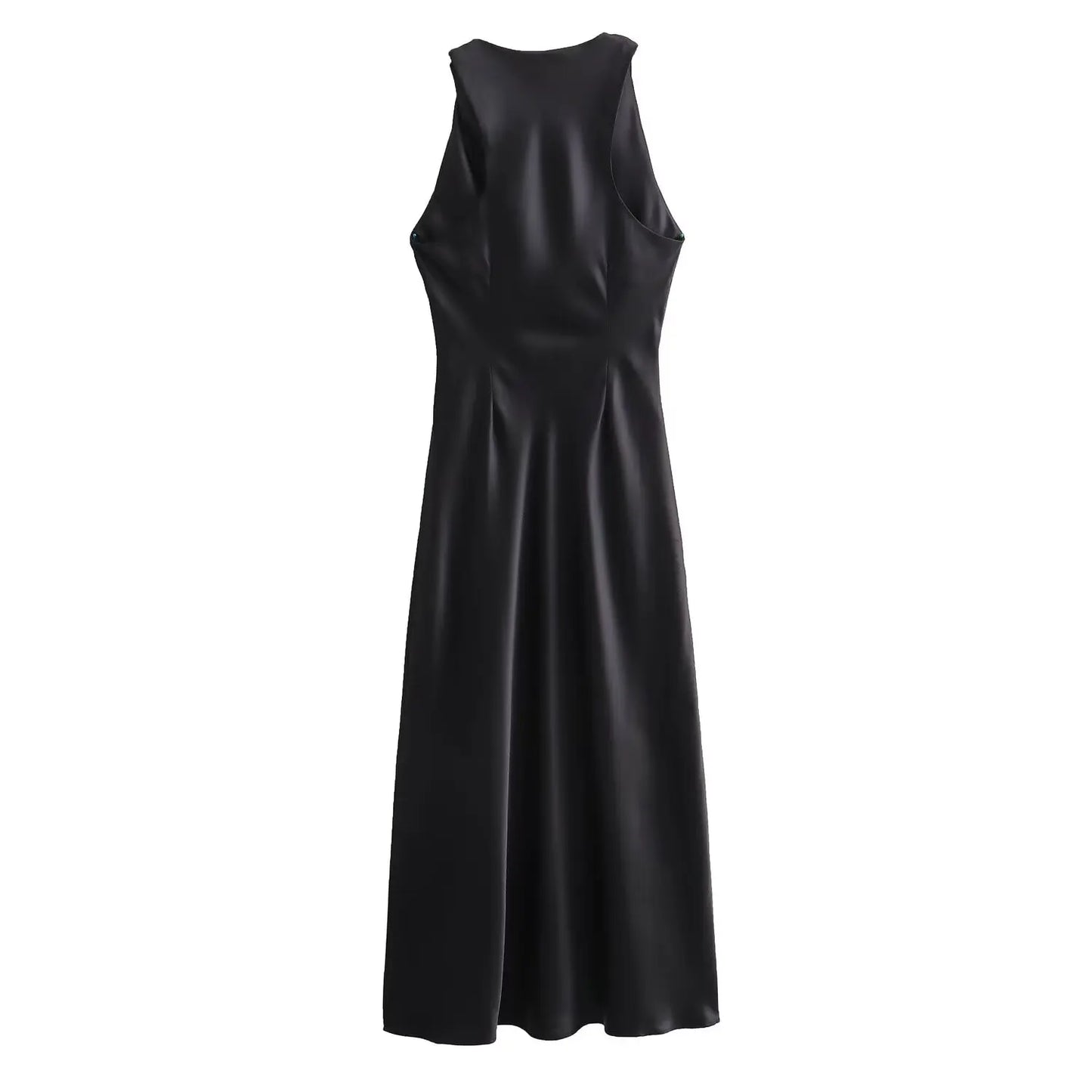 Women's Satin Midi Slip Dress, Elegant with Drape