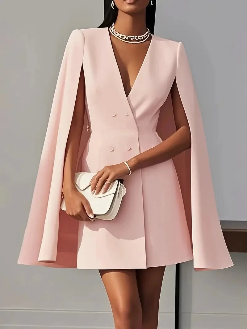 Women's White Blazer Dress with Cape Sleeves