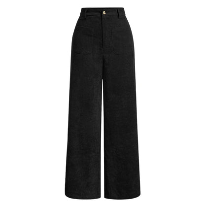 Women's Wide-Leg Corduroy Trousers with a High Waist, Elegant and Comfortable