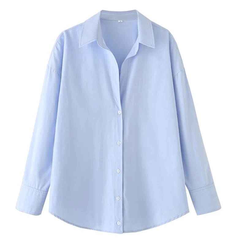 Women's Striped Casual Elegant Shirt, Button-Down Dress Shirt, Long-Sleeved Striped Blouse