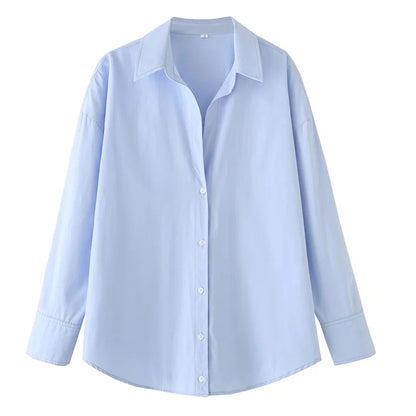 Women's Striped Casual Elegant Shirt, Button-Down Dress Shirt, Long-Sleeved Striped Blouse