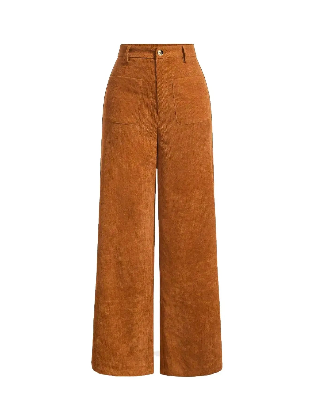Women's Wide-Leg Corduroy Trousers with a High Waist, Elegant and Comfortable
