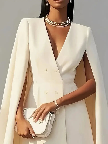 Women's White Blazer Dress with Cape Sleeves