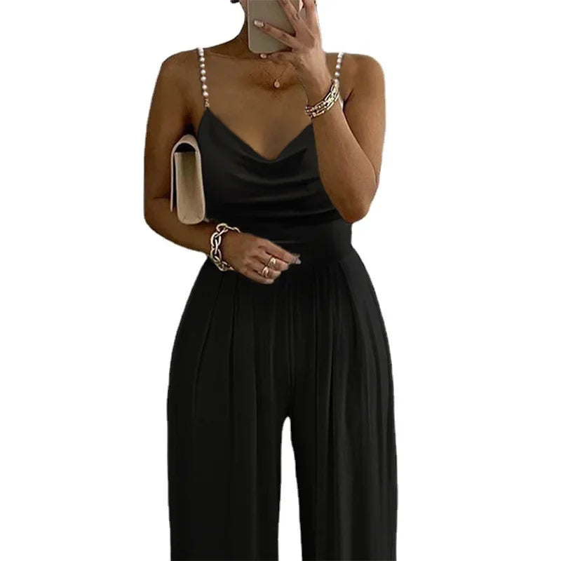 Elegant Women's Jumpsuit Off White Black