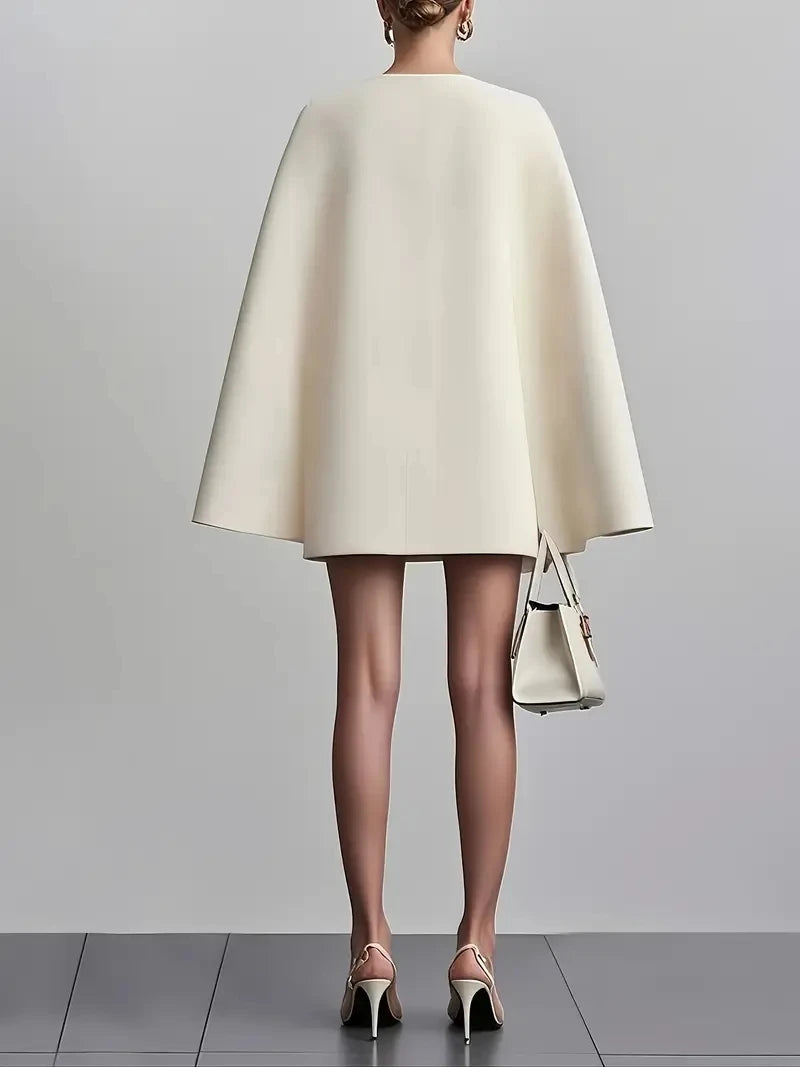 Women's White Blazer Dress with Cape Sleeves
